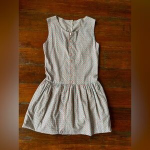 Vintage Drop-Waist Bubble-Hem Cotton Mini Dress, XS